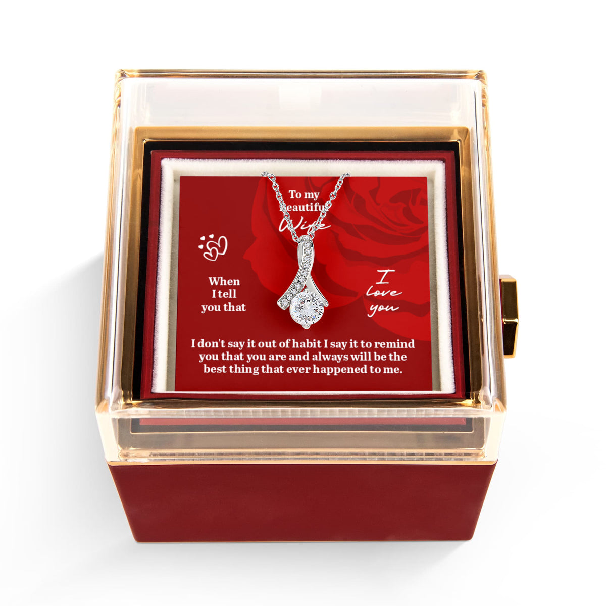 Alluring Beauty Necklace with Rotating Rose Gift Box