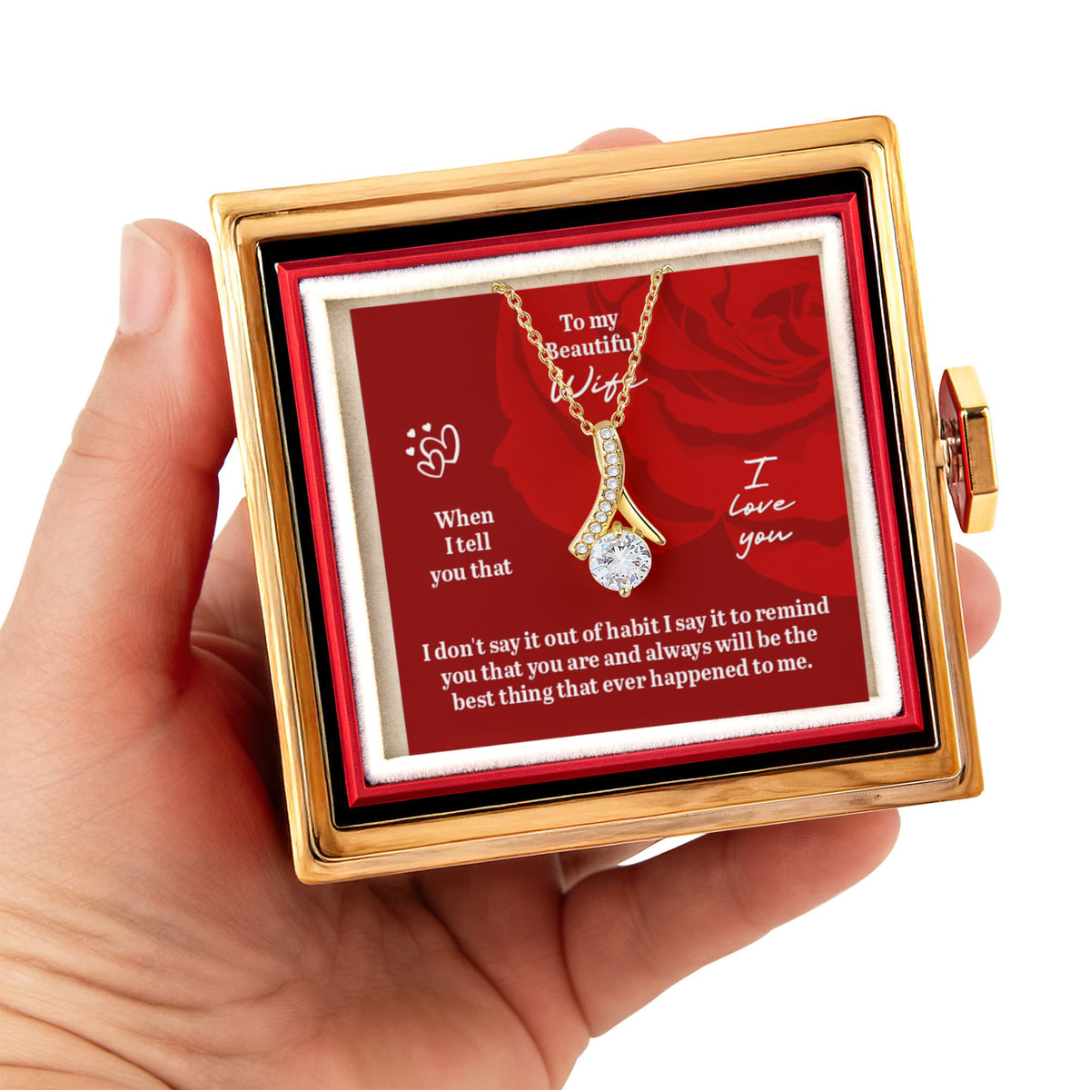 Alluring Beauty Necklace with Rotating Rose Gift Box