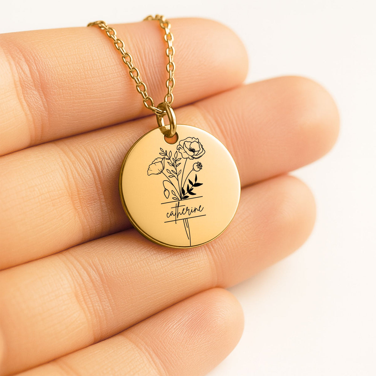 Birthflower Coin Necklace