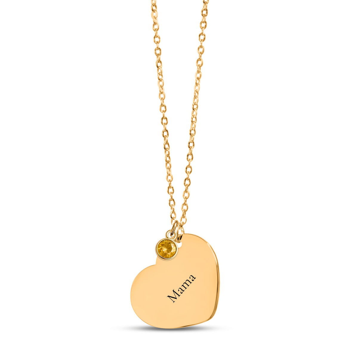 Personalized Heart Necklace with Birthstone for Mom — Custom Engraved Name Necklace with Message Card