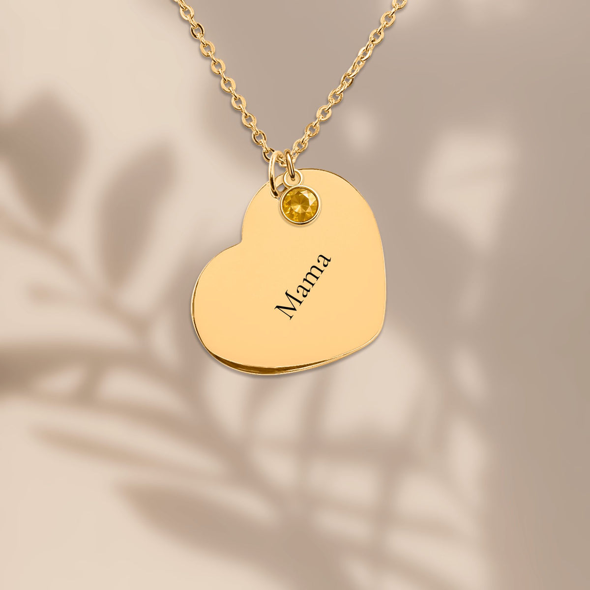 Personalized Heart Necklace with Birthstone for Mom — Custom Engraved Name Necklace with Message Card