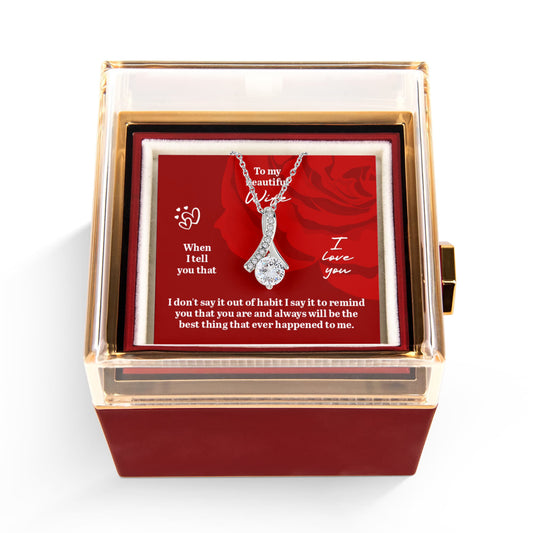 Alluring Beauty Necklace with Rotating Rose Gift Box
