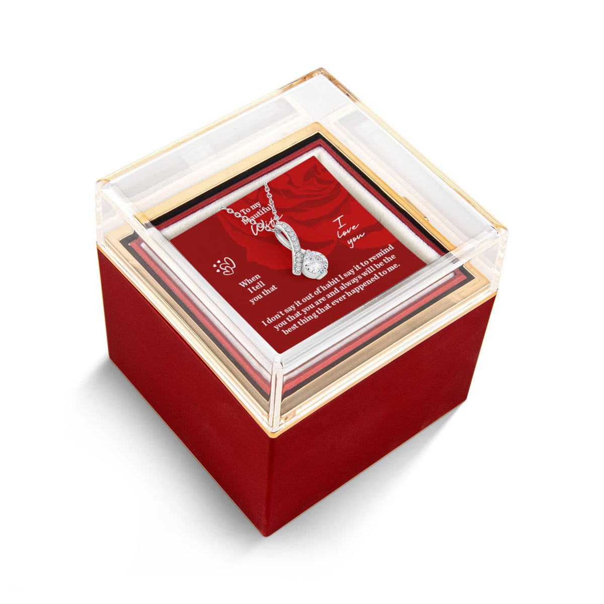 Alluring Beauty Necklace with Rotating Rose Gift Box