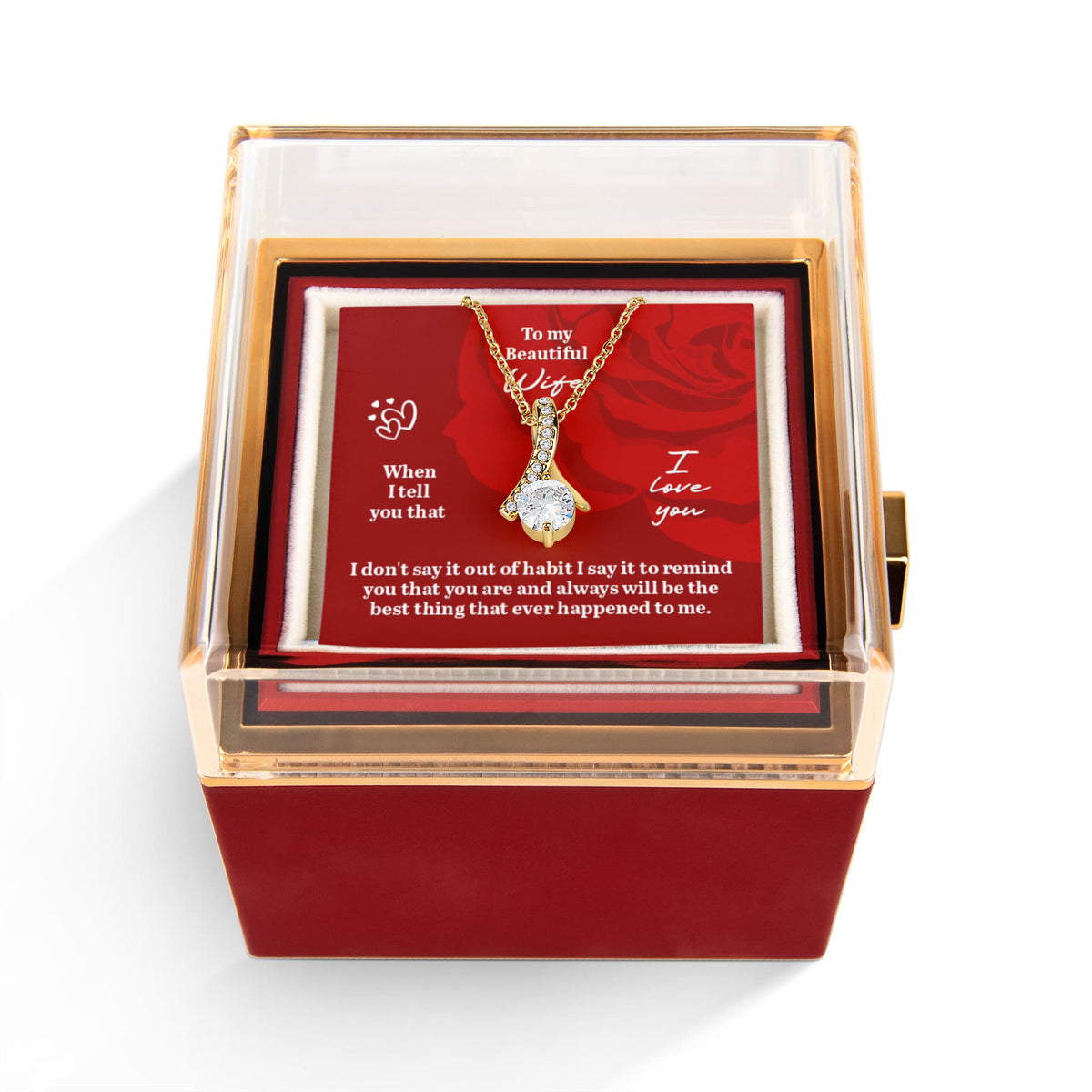Alluring Beauty Necklace with Rotating Rose Gift Box