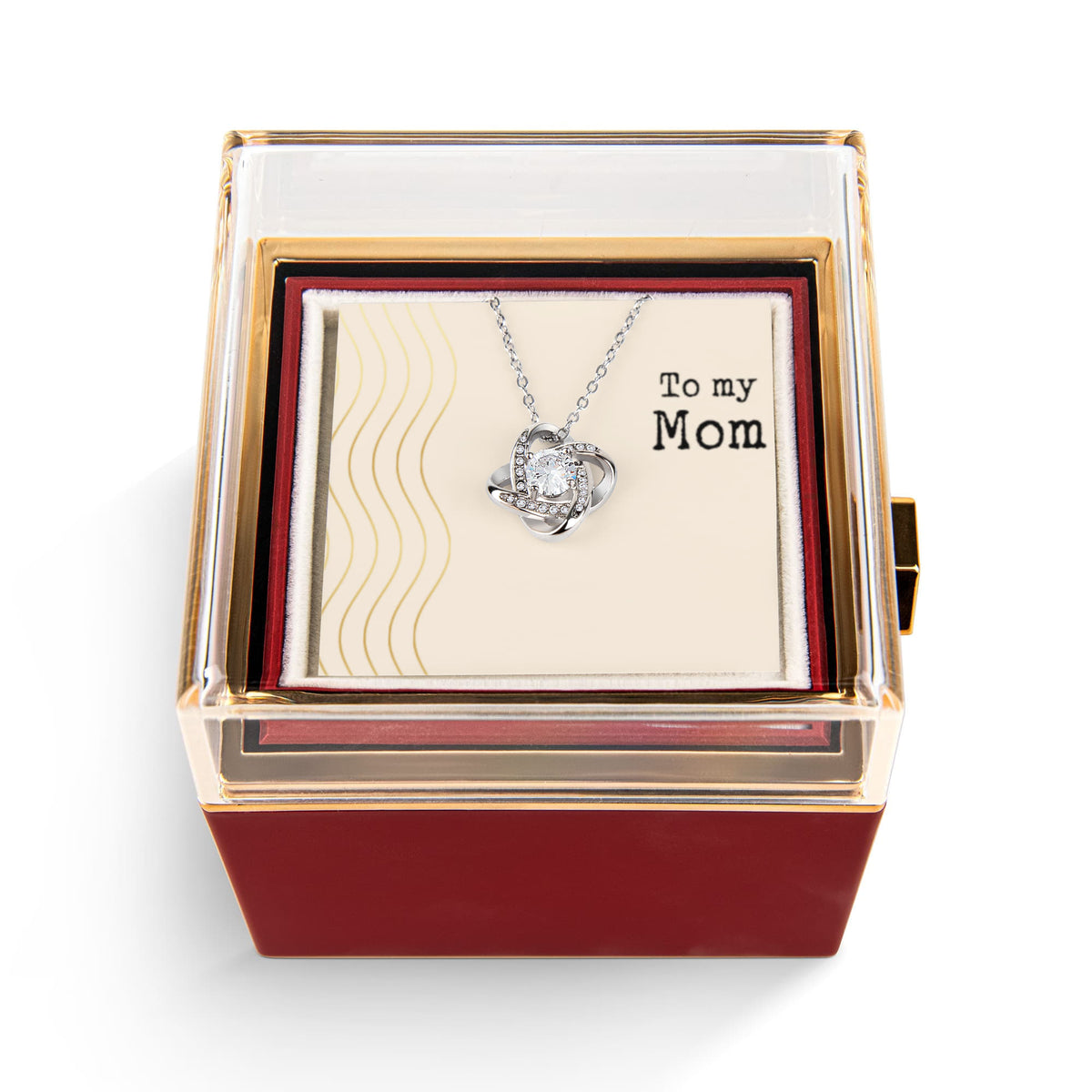 Love Knot Necklace with Rotating Rose Gift Box
