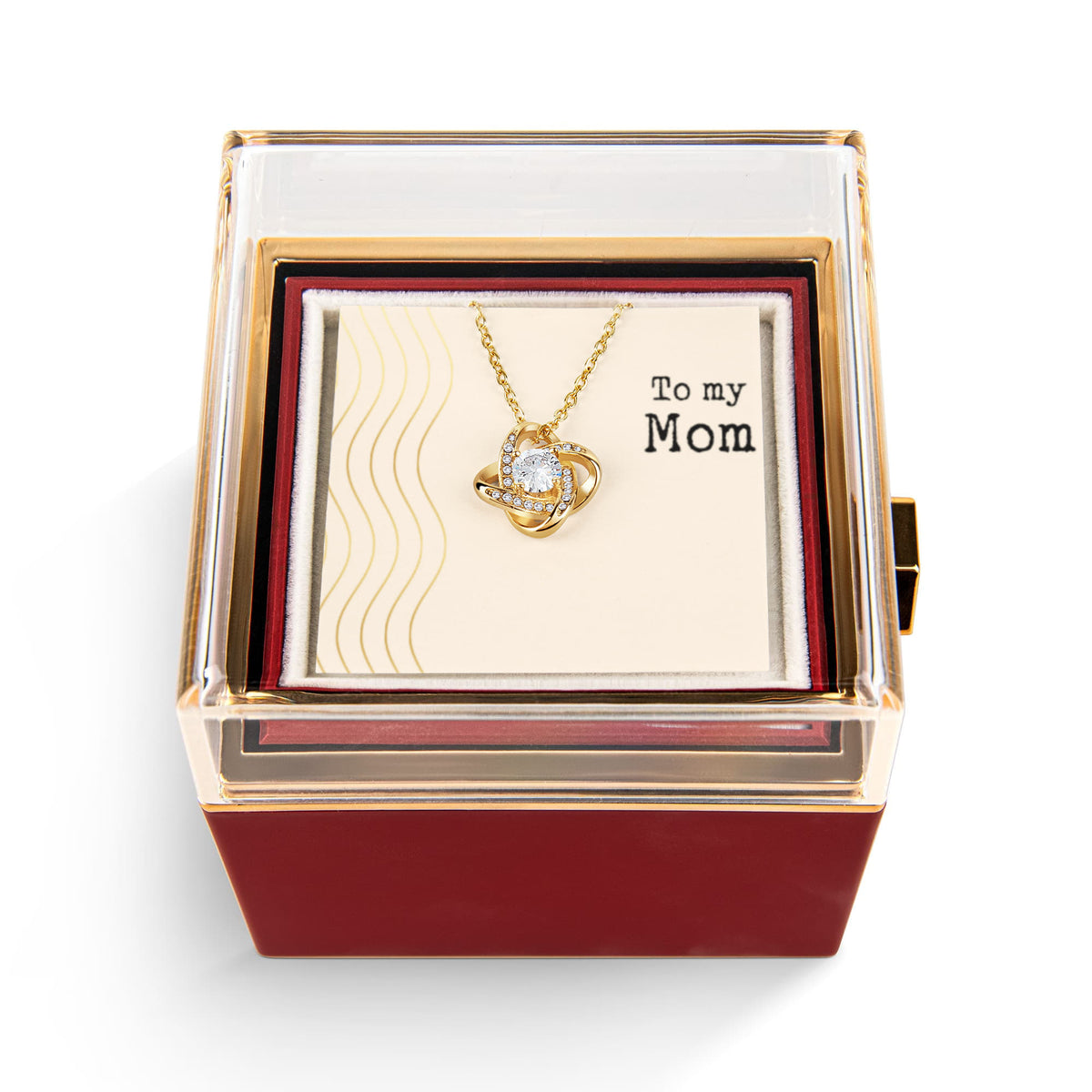 Love Knot Necklace with Rotating Rose Gift Box