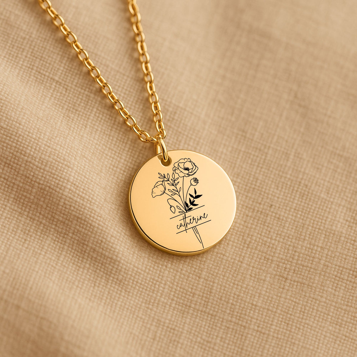 Birthflower Coin Necklace