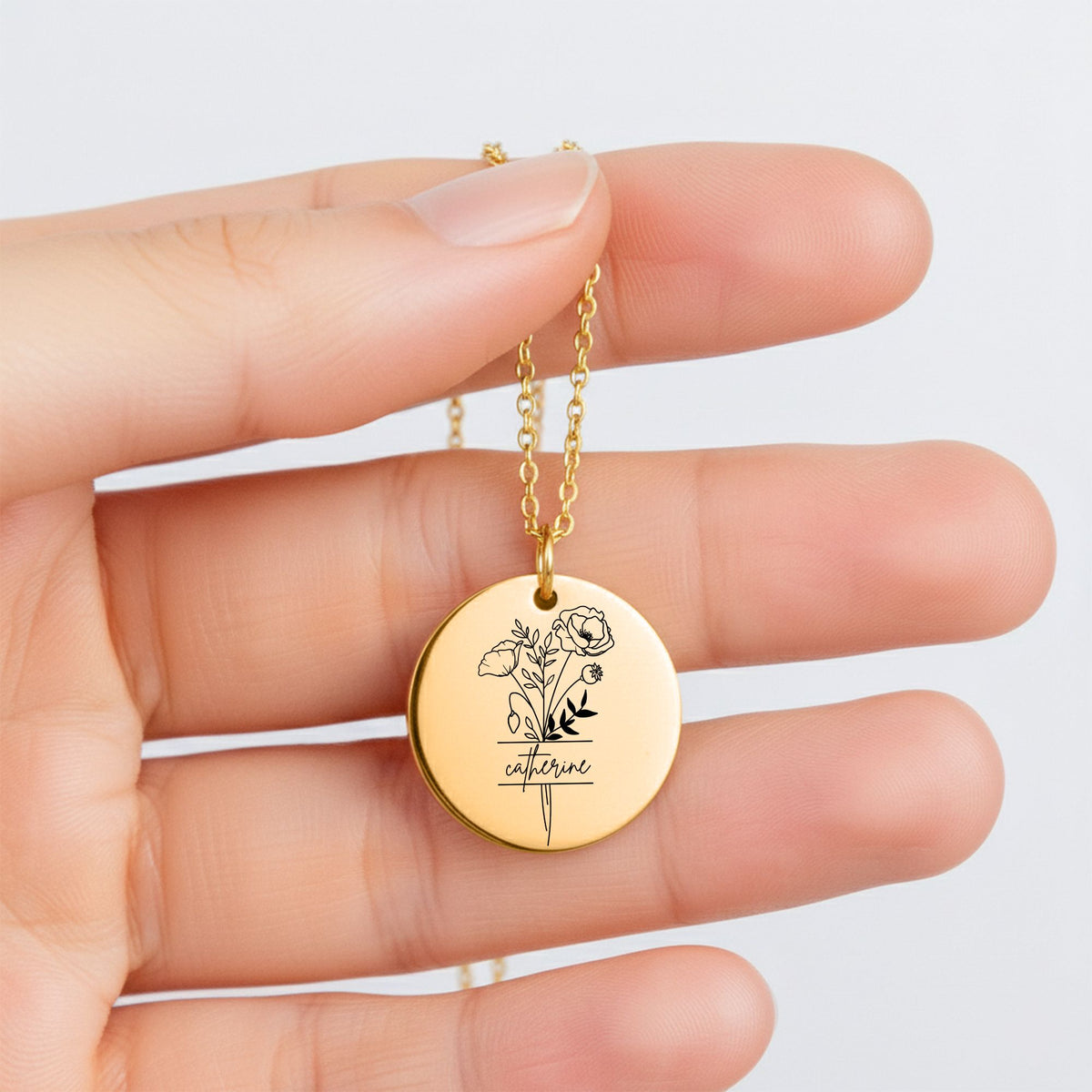 Birthflower Coin Necklace